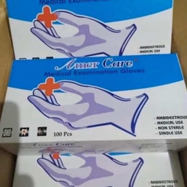 LATEX GLOVES SIZE M S and L BRAND AMER CARE CONTENTS 100 PCS/BOX