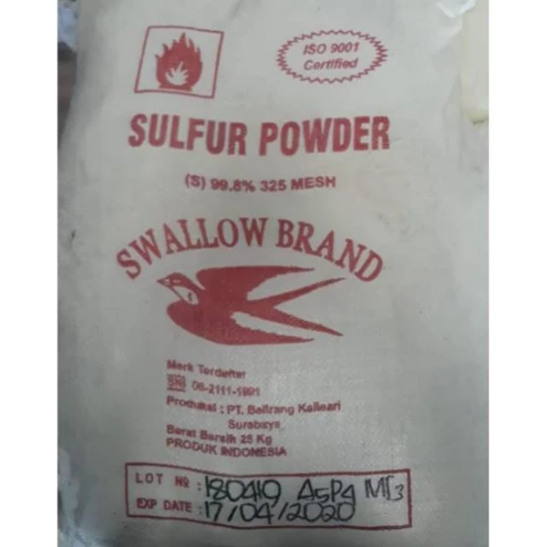 Sulfur SWALLOW FLOUR CAPACITY 25 KG/ SAK