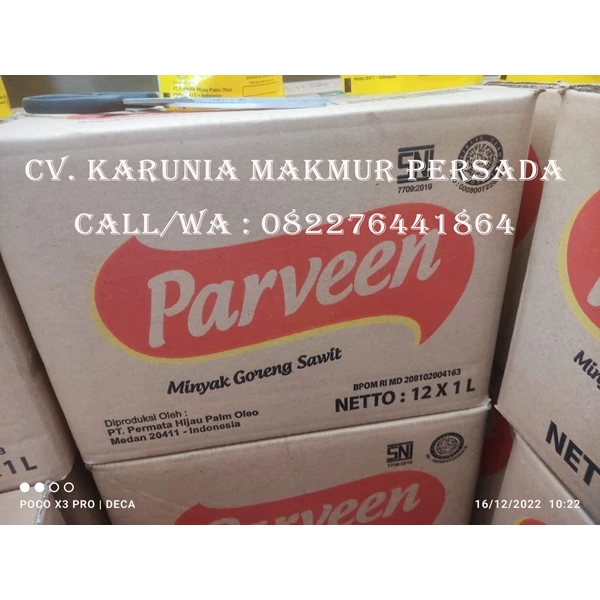 Minyak Goreng Parveen 1 Liter