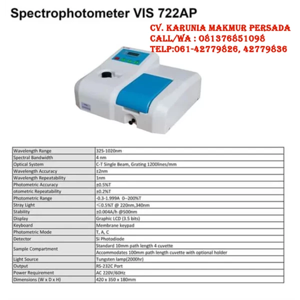 SPECTROPHOTOMETER VIS MODEL 722AP - SPECTROMETER