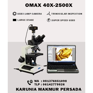 OMAX 40X-2500X 14MP TRINOCULAR COMPOUND BIOLOGICAL LAB MICROSCOPE